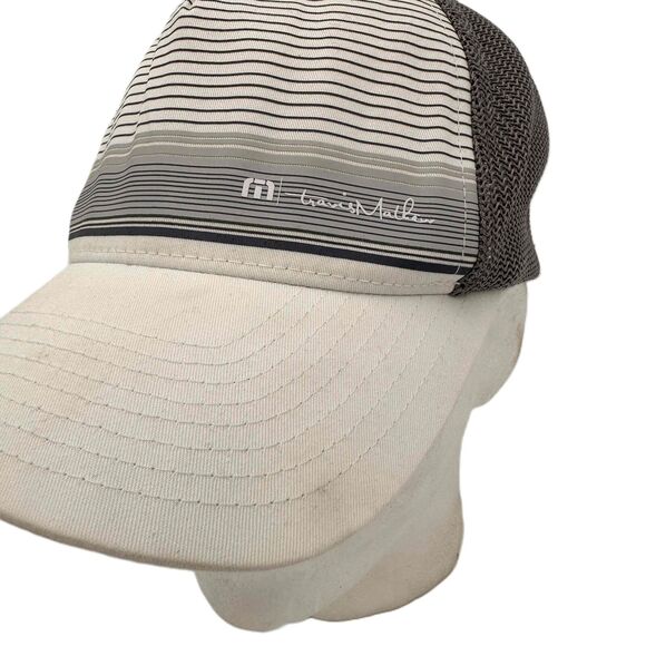 Travis Matthews Flexfit Grey Striped Mesh Back Baseball Cap Unisex L-XL - Picture 2 of 6